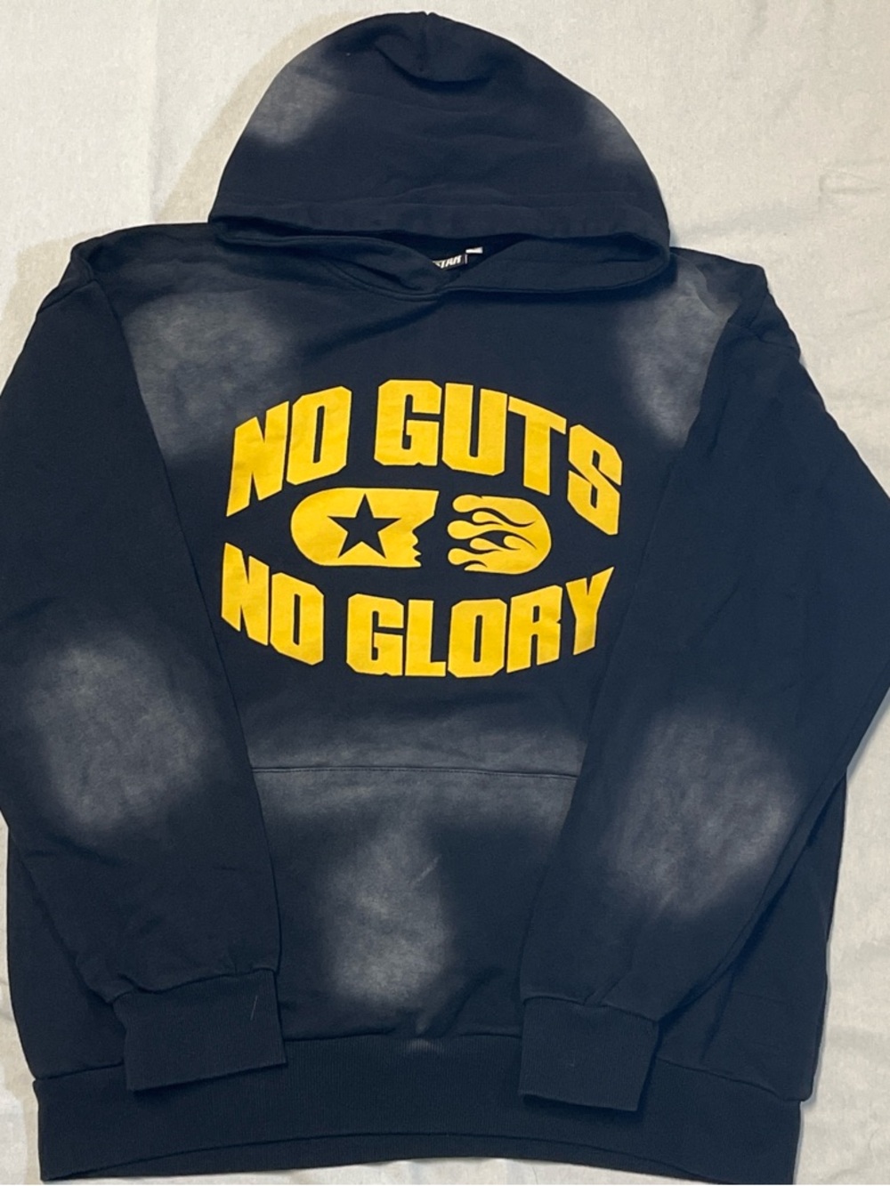 No Guts No Glory Black Hoodie with Yellow Graphic